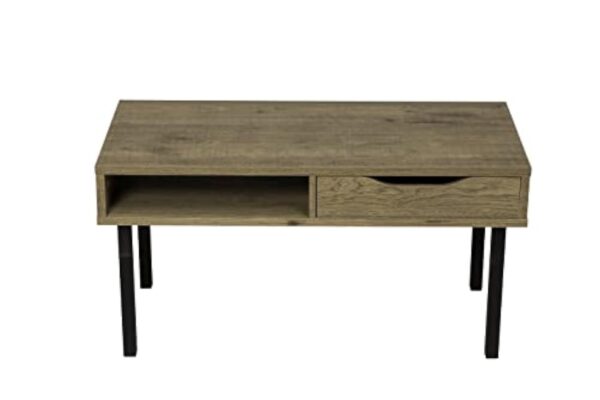 Iris Ohyama, Table de Salon, Table basse avec rangements, tiroir, Compartiment Ouvert/Pieds long avec protection, Contemporain, Bureau, Chambre - Center table - WCT-800 - Marron cendré – Image 9