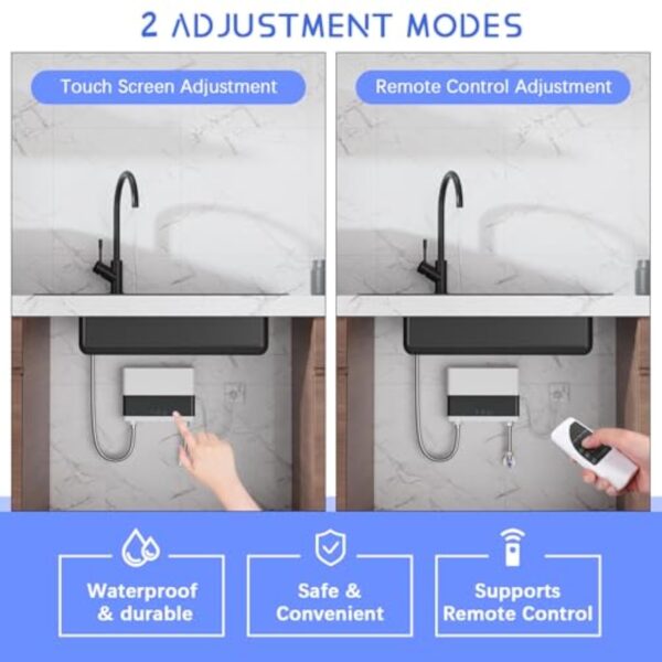 JAOGAUS Chauffe-Eau Instantané, 6000W Chauffe-Eau Sans Réservoir à Économie d'Énergie avec Télécommande, Auffe-Eau Électriques pour la Douche de Salle de Bains à la Maison avec LED (Blanc) – Image 4