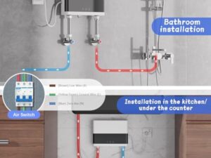 JAOGAUS Chauffe-Eau Instantané, 6000W Chauffe-Eau Sans Réservoir à Économie d'Énergie avec Télécommande, Auffe-Eau Électriques pour la Douche de Salle de Bains à la Maison avec LED (Blanc)