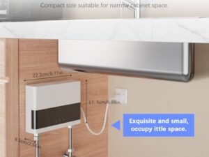 JAOGAUS Chauffe-Eau Instantané, 6000W Chauffe-Eau Sans Réservoir à Économie d'Énergie avec Télécommande, Auffe-Eau Électriques pour la Douche de Salle de Bains à la Maison avec LED (Blanc)