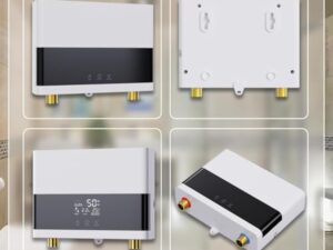JAOGAUS Chauffe-Eau Instantané, 6000W Chauffe-Eau Sans Réservoir à Économie d'Énergie avec Télécommande, Auffe-Eau Électriques pour la Douche de Salle de Bains à la Maison avec LED (Blanc)