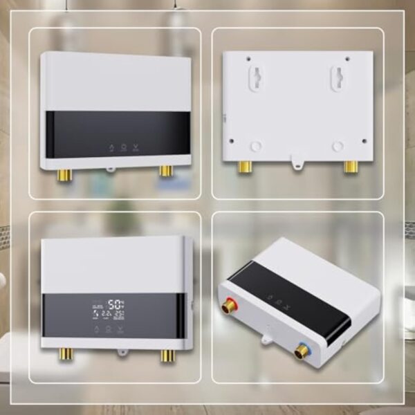 JAOGAUS Chauffe-Eau Instantané, 6000W Chauffe-Eau Sans Réservoir à Économie d'Énergie avec Télécommande, Auffe-Eau Électriques pour la Douche de Salle de Bains à la Maison avec LED (Blanc) – Image 9