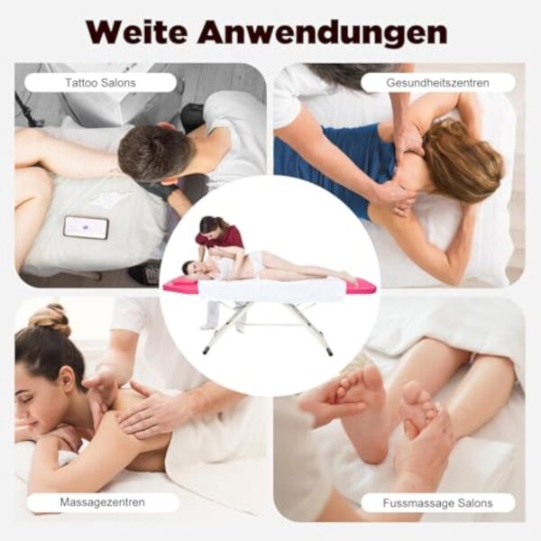 JJsdwin Lit de massage mobile, lit cosmétique, table de massage avec hauteur réglable, pliable à 3 zones, pour salons de beauté et maisons, rose – Image 10