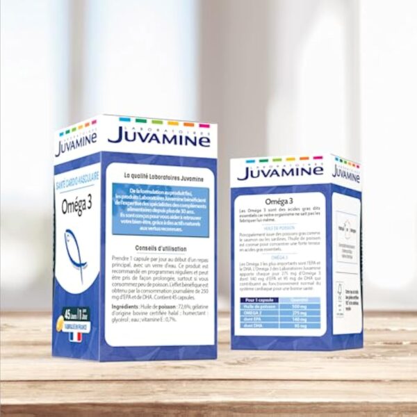 JUVAMINE - Oméga 3 - Santé Cardio-Vasculaire - Contribue à une Fonction Cardiaque Normale - 45 Capsules pour un Programme de 45 Jours - Fabriqué en France – Image 3