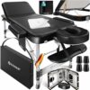 KESSER® Table de massage mobile de 70 cm de large, pliable et réglable en hauteur, 3 zones, table de massage, table de massage, table de maquillage, table de thérapie en aluminium, 10 coussins pour le