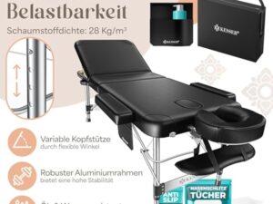 KESSER® Table de massage mobile de 70 cm de large, pliable et réglable en hauteur, 3 zones, table de massage, table de massage, table de maquillage, table de thérapie en aluminium, 10 coussins pour le
