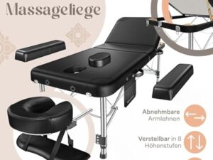 KESSER® Table de massage mobile de 70 cm de large, pliable et réglable en hauteur, 3 zones, table de massage, table de massage, table de maquillage, table de thérapie en aluminium, 10 coussins pour le