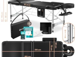 KESSER® Table de massage mobile de 70 cm de large, pliable et réglable en hauteur, 3 zones, table de massage, table de massage, table de maquillage, table de thérapie en aluminium, 10 coussins pour le