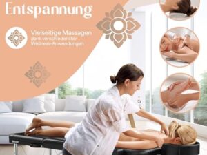 KESSER® Table de massage mobile de 70 cm de large, pliable et réglable en hauteur, 3 zones, table de massage, table de massage, table de maquillage, table de thérapie en aluminium, 10 coussins pour le