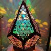 Lampe de sol 3D en mosaïque de style bohème, marocain, faite à la main, motif géométrique, rétro, pour vacances, chambre à coucher, salon