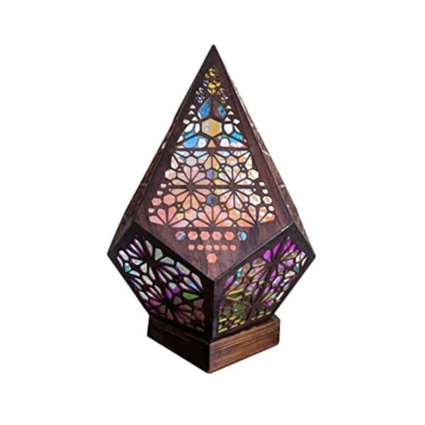 Lampe de sol 3D en mosaïque de style bohème, marocain, faite à la main, motif géométrique, rétro, pour vacances, chambre à coucher, salon – Image 3