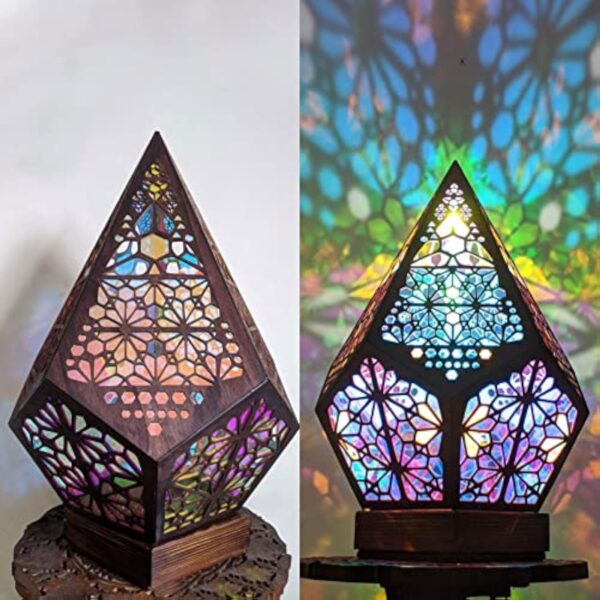 Lampe de sol 3D en mosaïque de style bohème, marocain, faite à la main, motif géométrique, rétro, pour vacances, chambre à coucher, salon – Image 5