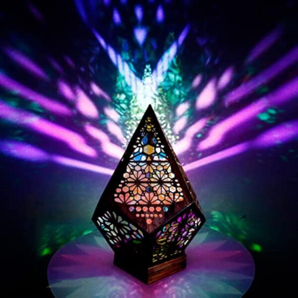Lampe de sol 3D en mosaïque de style bohème, marocain, faite à la main, motif géométrique, rétro, pour vacances, chambre à coucher, salon – Image 6