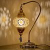 Lampe turque authentique DEMMEX, fabriquée en Turquie, lampe de chevet en mosaïque marocaine turque, 100% fabriquée à la main, corps en métal couleur laiton antique et base en métal décoré