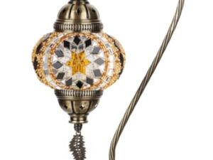 Lampe turque authentique DEMMEX, fabriquée en Turquie, lampe de chevet en mosaïque marocaine turque, 100% fabriquée à la main, corps en métal couleur laiton antique et base en métal décoré