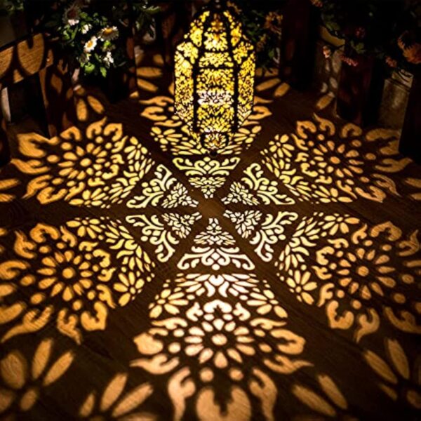Lifeel Lanterne Solaire Marocaine pour Extérieur - Lampe LED Décorative à Suspendre en Métal pour Jardin, Arbre, Patio (Bronze) – Image 3