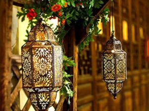 Lifeel Lanterne Solaire Marocaine pour Extérieur - Lampe LED Décorative à Suspendre en Métal pour Jardin, Arbre, Patio (Bronze)