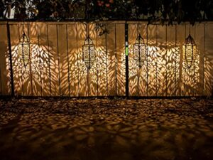 Lifeel Lanterne Solaire Marocaine pour Extérieur - Lampe LED Décorative à Suspendre en Métal pour Jardin, Arbre, Patio (Bronze)