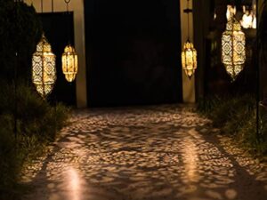 Lifeel Lanterne Solaire Marocaine pour Extérieur - Lampe LED Décorative à Suspendre en Métal pour Jardin, Arbre, Patio (Bronze)