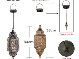 Lifeel Lanterne Solaire Marocaine pour Extérieur - Lampe LED Décorative à Suspendre en Métal pour Jardin, Arbre, Patio (Bronze)