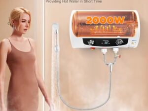Loobiiny Chauffe Eau Electrique,35l Horizontal Isolant ChaudièRe à Eau Chaude,Avec Robinet Et Douche à Main,Affichage NuméRique Chauffe Eau Instantané,2000w