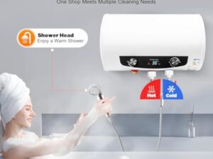 Loobiiny Chauffe Eau Electrique,35l Horizontal Isolant ChaudièRe à Eau Chaude,Avec Robinet Et Douche à Main,Affichage NuméRique Chauffe Eau Instantané,2000w