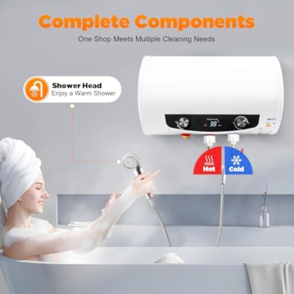 Loobiiny Chauffe Eau Electrique,35l Horizontal Isolant ChaudièRe à Eau Chaude,Avec Robinet Et Douche à Main,Affichage NuméRique Chauffe Eau Instantané,2000w – Image 7
