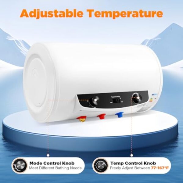 Loobiiny Chauffe Eau Electrique,35l Horizontal Isolant ChaudièRe à Eau Chaude,Avec Robinet Et Douche à Main,Affichage NuméRique Chauffe Eau Instantané,2000w – Image 8