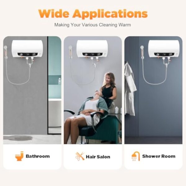 Loobiiny Chauffe Eau Electrique,35l Horizontal Isolant ChaudièRe à Eau Chaude,Avec Robinet Et Douche à Main,Affichage NuméRique Chauffe Eau Instantané,2000w – Image 9
