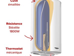 Lot Chauffe-eau Électrique Steatite SAGEO 150L + Trépied universel ajustable Ø513-530-560 mm - Ariston