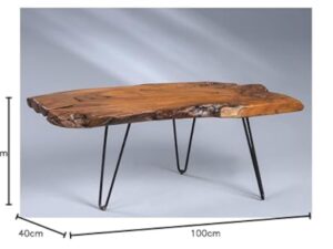 M2 Kollektion Tallus Table Basse Bois Teck 100x40x40cm Marron