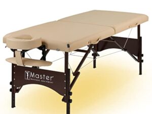Master Massage Argo Table de Massage avec lumière, Bois Dur Durable, Cuir synthétique, Beige, 70 x 200 cm