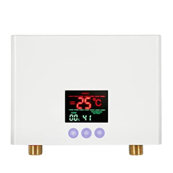 Mulcort Mini chauffe-eau électrique,Chauffe-eau instantané mural 3kW avec affichage LED,réglage de la température à 3 niveaux,télécommande pour la maison,la cuisine,la salle de bain – Image 2