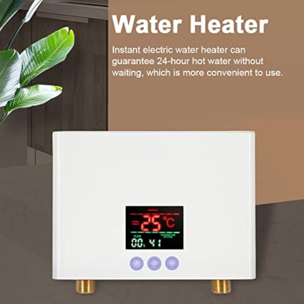 Mulcort Mini chauffe-eau électrique,Chauffe-eau instantané mural 3kW avec affichage LED,réglage de la température à 3 niveaux,télécommande pour la maison,la cuisine,la salle de bain – Image 3