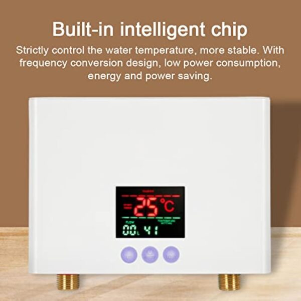Mulcort Mini chauffe-eau électrique,Chauffe-eau instantané mural 3kW avec affichage LED,réglage de la température à 3 niveaux,télécommande pour la maison,la cuisine,la salle de bain – Image 7