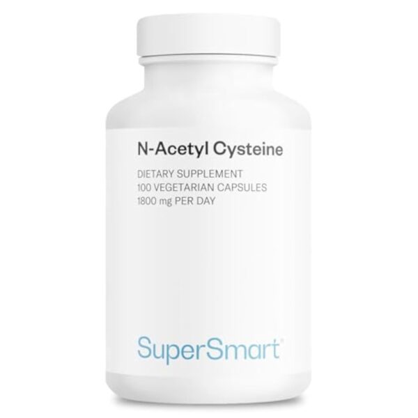N-Acetyl Cysteine (NAC) - Booster de Glutathion - Antioxydant et Détoxifiant - Anti-Âge - Protège le Foie - Contre le Stress Oxydatif - 100 Gélules Végétales - Sans OGM - Sans Gluten - Supersmart