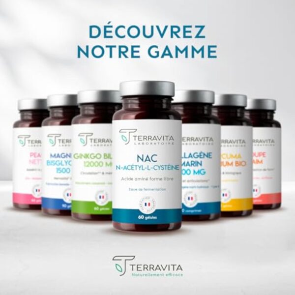 NAC N-Acétyl-Cystéine 600 mg | Action Detox | Bio Fermentation Naturelle | Sphère Respiratoire et Santé Hépatique | Précurseur de Glutathion | 60 Gélules Végétales | Made in France | Terravita – Image 6