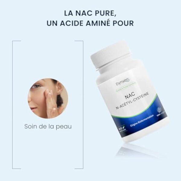 NAC N-acétylcystéine pure - 600mg / 60 Gélules - Bio-fermentation Naturelle - Acide Aminé précurseur du glutathion - Détoxification - Sans Additifs - Grade Pharmaceutique - Vegan - Dynveo – Image 4