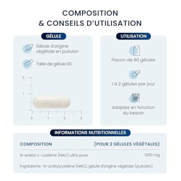 NAC N-acétylcystéine pure - 600mg / 60 Gélules - Bio-fermentation Naturelle - Acide Aminé précurseur du glutathion - Détoxification - Sans Additifs - Grade Pharmaceutique - Vegan - Dynveo – Image 8