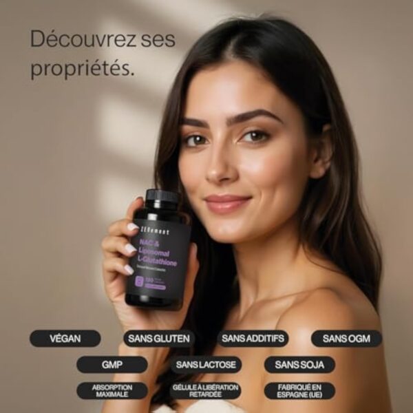 NAC avec L-Glutathion Liposomal – Formule Avancée avec N-Acétylcystéine et Glutathion à Haute Absorption – Gélules Végétales à Libération Retardée, Sans Additifs – 120 Gélules, 4 Mois – Zenement – Image 3