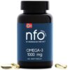 NFO OMEGA 3 1000 mg [60 Capsules] Huile de poisson norvégienne concentrée en EPA et DHA avec des triglycérides et vitamine E Complexe naturel de poissons sauvages fraîchement pêchésFabriqué en Norvège