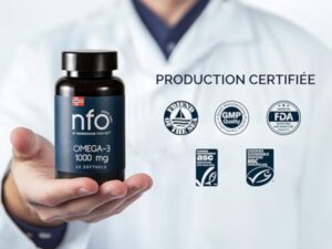 NFO OMEGA 3 1000 mg [60 Capsules] Huile de poisson norvégienne concentrée en EPA et DHA avec des triglycérides et vitamine E Complexe naturel de poissons sauvages fraîchement pêchésFabriqué en Norvège
