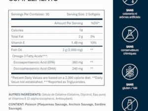 NFO OMEGA 3 1000 mg [60 Capsules] Huile de poisson norvégienne concentrée en EPA et DHA avec des triglycérides et vitamine E Complexe naturel de poissons sauvages fraîchement pêchésFabriqué en Norvège