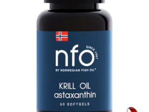 NFO OMEGA 3 KRILL OIL Astaxanthin [60 Capsules] - Huile de krill avec de l'huile de poisson norvégienne avec une dose élevée d'EPA et de DHA avec astaxanthine dans 1 gélule Fabriqué en Norvège