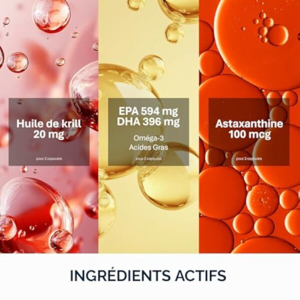 NFO OMEGA 3 KRILL OIL Astaxanthin [60 Capsules] - Huile de krill avec de l'huile de poisson norvégienne avec une dose élevée d'EPA et de DHA avec astaxanthine dans 1 gélule Fabriqué en Norvège – Image 4