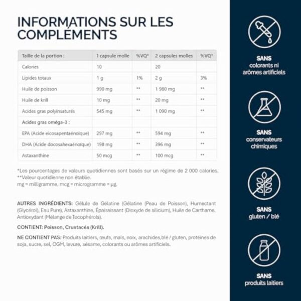 NFO OMEGA 3 KRILL OIL Astaxanthin [60 Capsules] - Huile de krill avec de l'huile de poisson norvégienne avec une dose élevée d'EPA et de DHA avec astaxanthine dans 1 gélule Fabriqué en Norvège – Image 8
