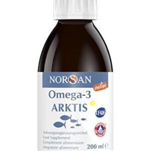 NORSAN Premium Omega 3 Huile de foie de morue de l'Arctique 200ml / 2000mg d' oméga-3 par dose journalière/huile de poisson 480mg EPA & 720mg DHA/oméga 3 huile issue de la pêche durable