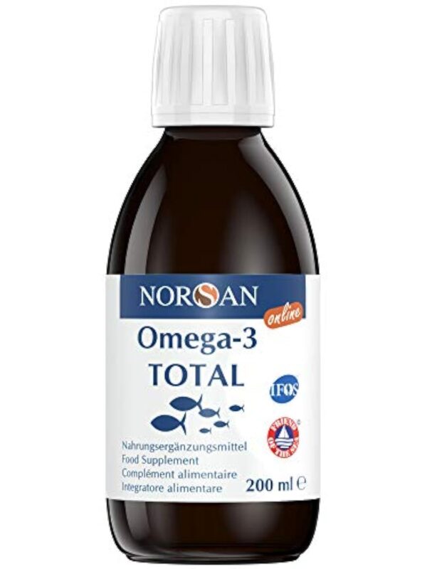 NORSAN Premium huile de poisson omega 3 Total Nature hautement dosé 200 ml / 2.000mg d’ omega 3 dose journalière/fish oil omega 3 1120mg EPA & 536mg DHA/huile poisson avec 800 IU de vitamine D3