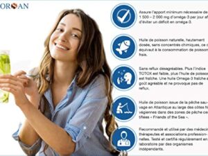 NORSAN Premium huile de poisson omega 3 Total Nature hautement dosé 200 ml / 2.000mg d’ omega 3 dose journalière/fish oil omega 3 1120mg EPA & 536mg DHA/huile poisson avec 800 IU de vitamine D3