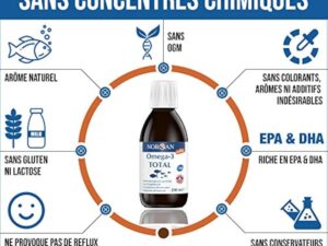 NORSAN Premium huile de poisson omega 3 Total Nature hautement dosé 200 ml / 2.000mg d’ omega 3 dose journalière/fish oil omega 3 1120mg EPA & 536mg DHA/huile poisson avec 800 IU de vitamine D3